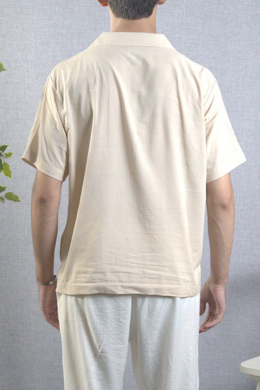 Beige Linen Button-Up