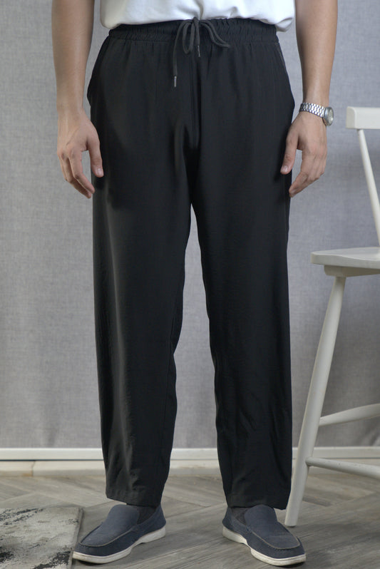 Black Linen Drawstring Trouser