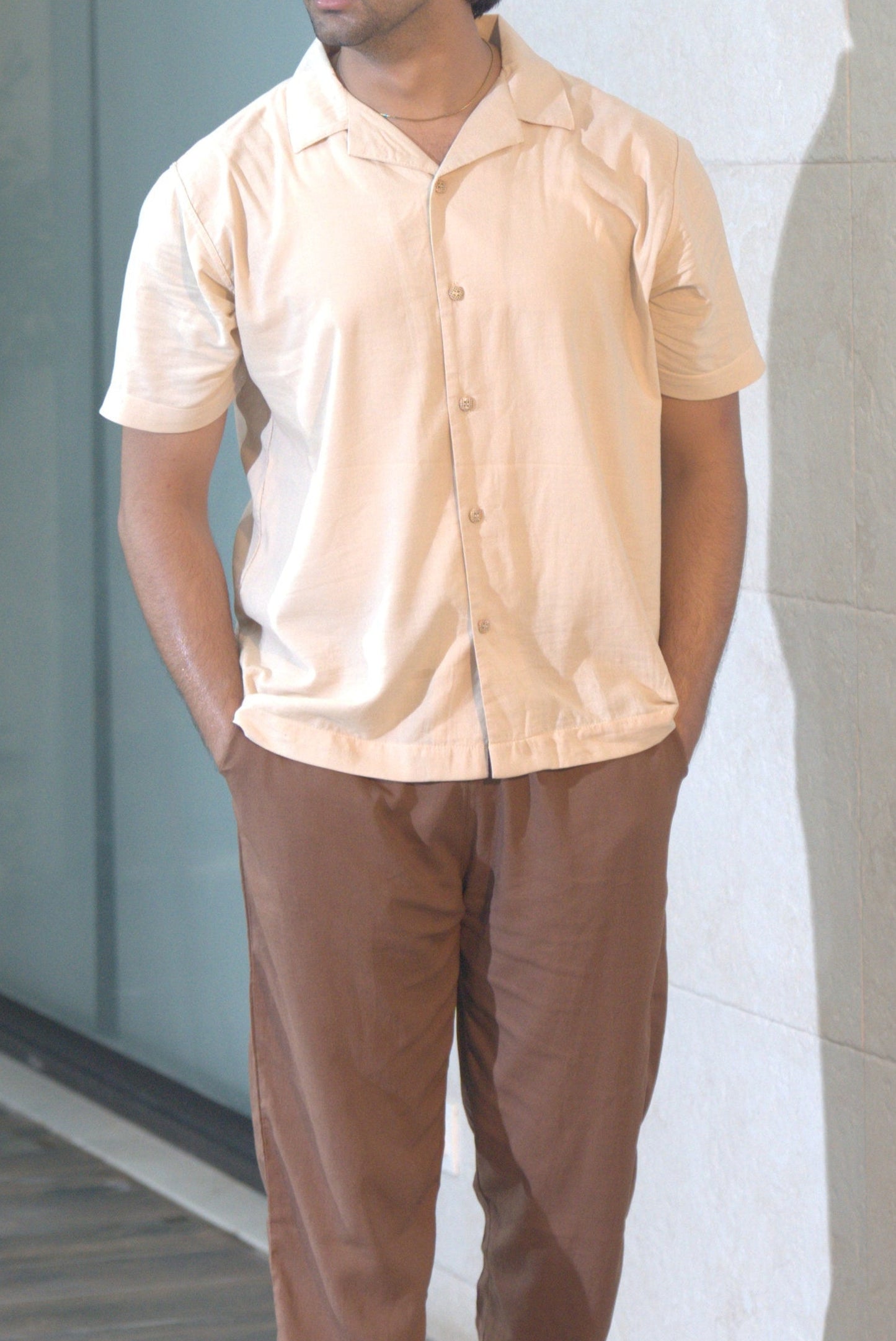 Beige Linen Button-Up