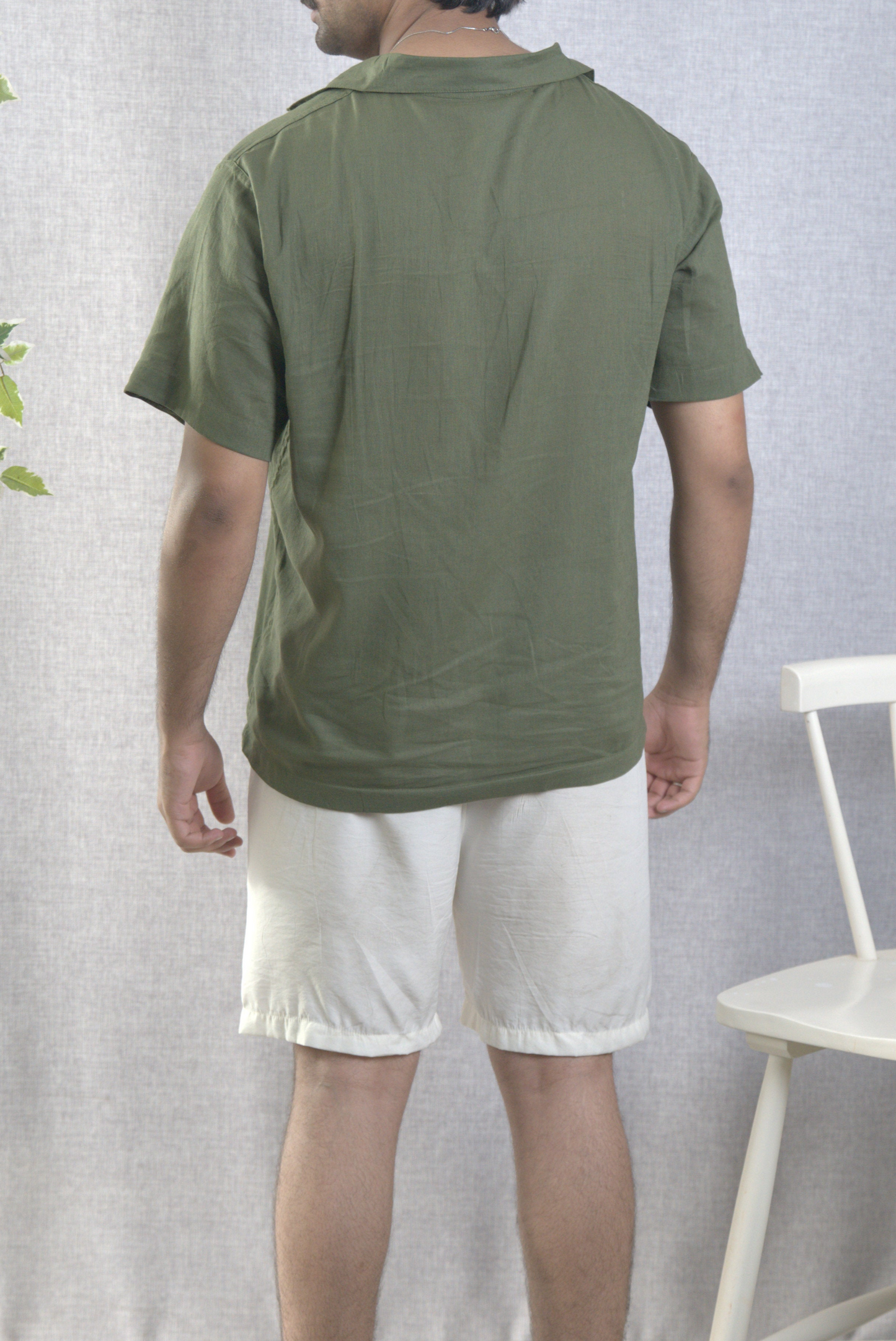 Olive Green Linen Button-Up