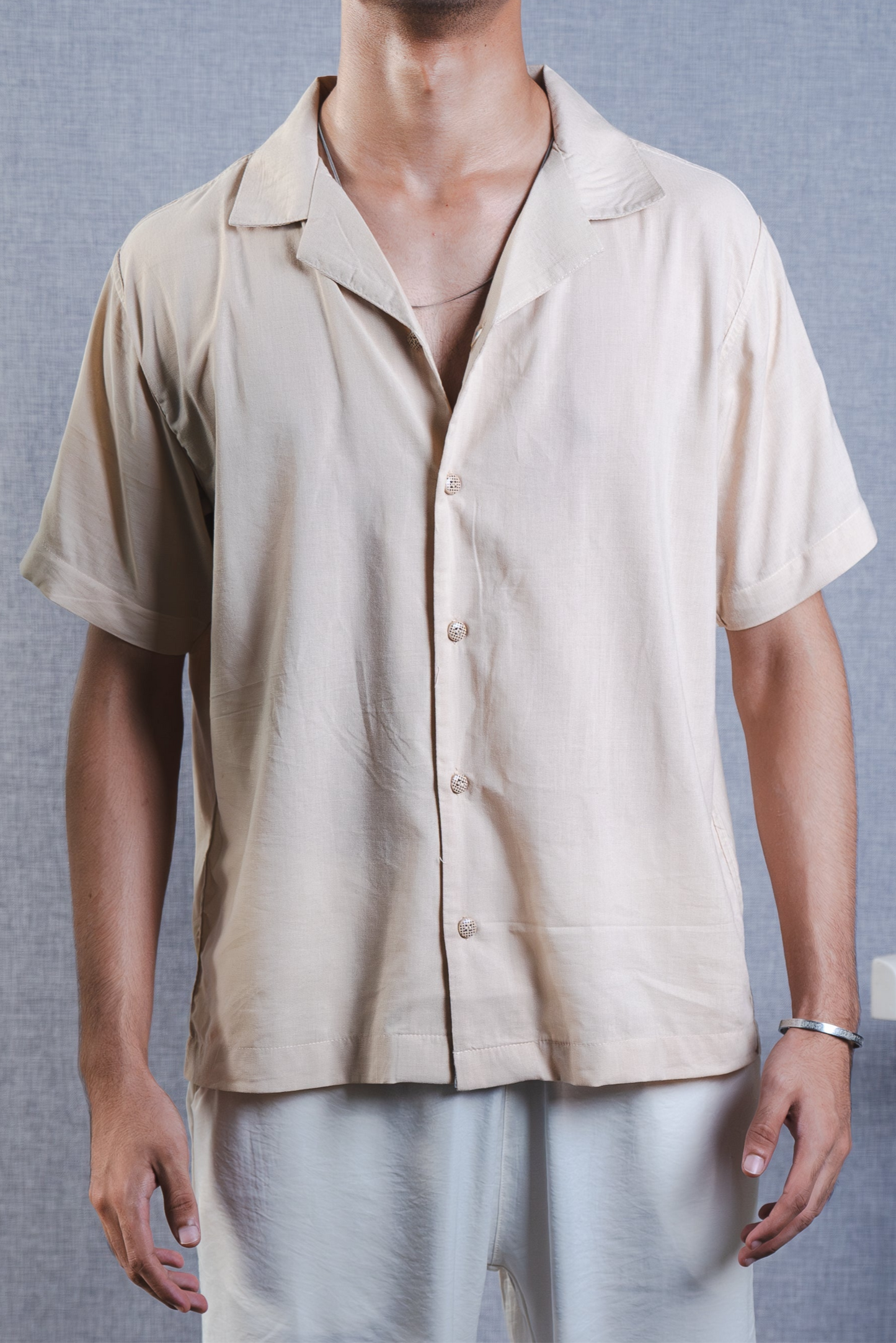 Beige Linen Button-Up