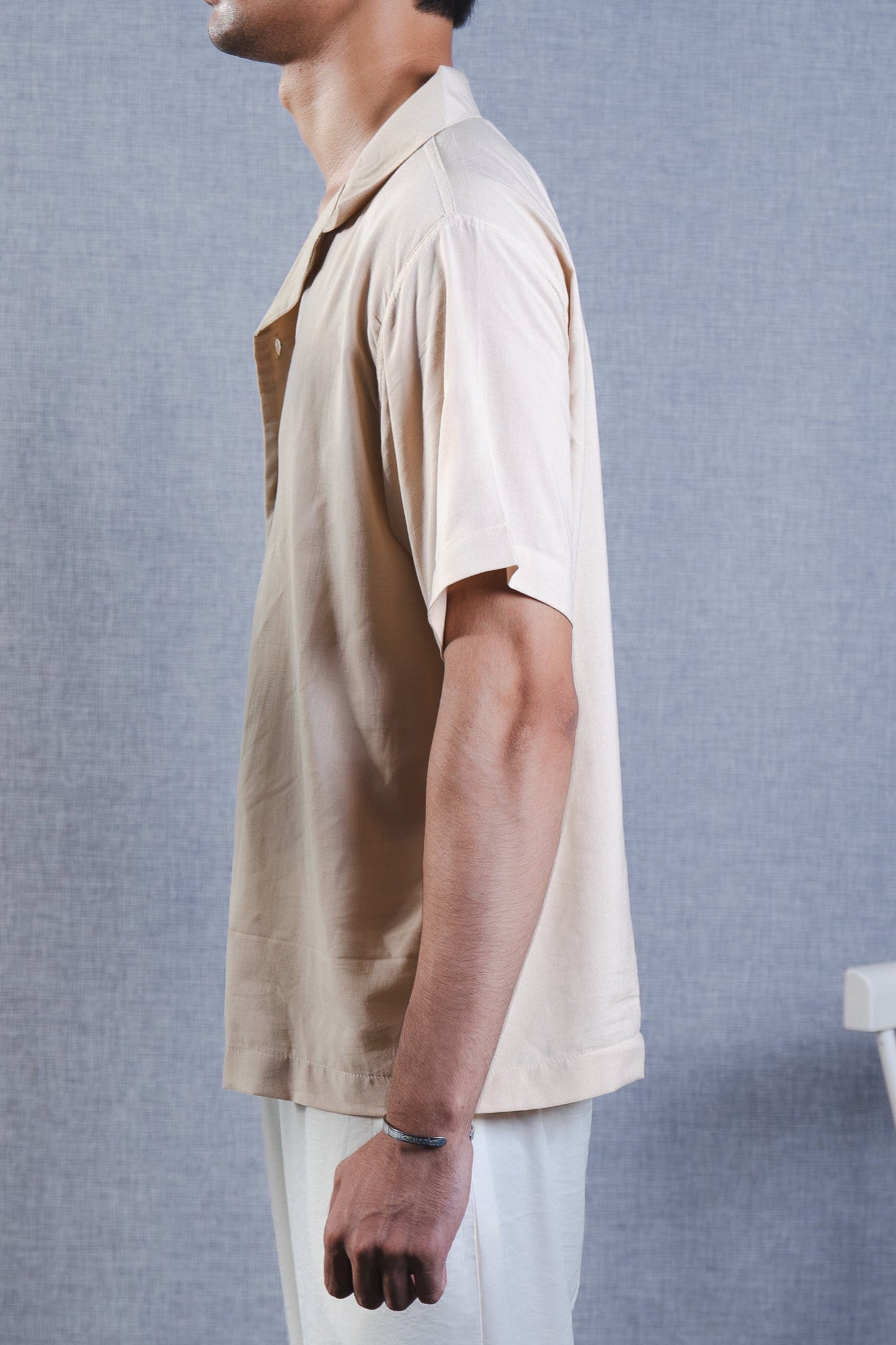 Beige Linen Button-Up