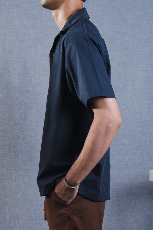 Blue Linen Button-Up Shirt