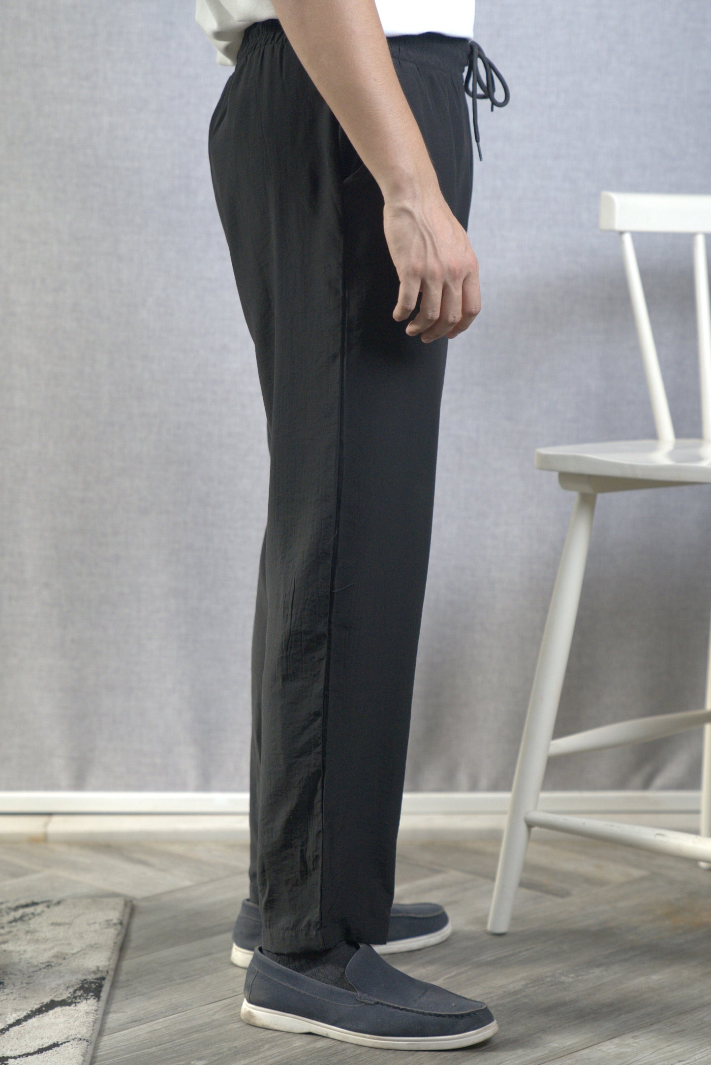 Black Linen Drawstring Trouser